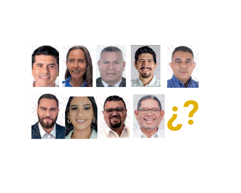 Rostros de candidatos a la alcaldía en San Salvador Centro.